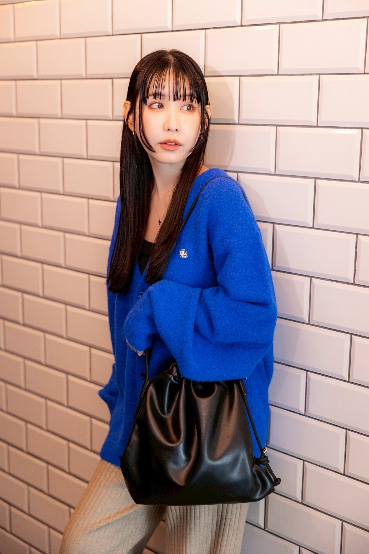 FEEDBACK Leather Drawstring Bag