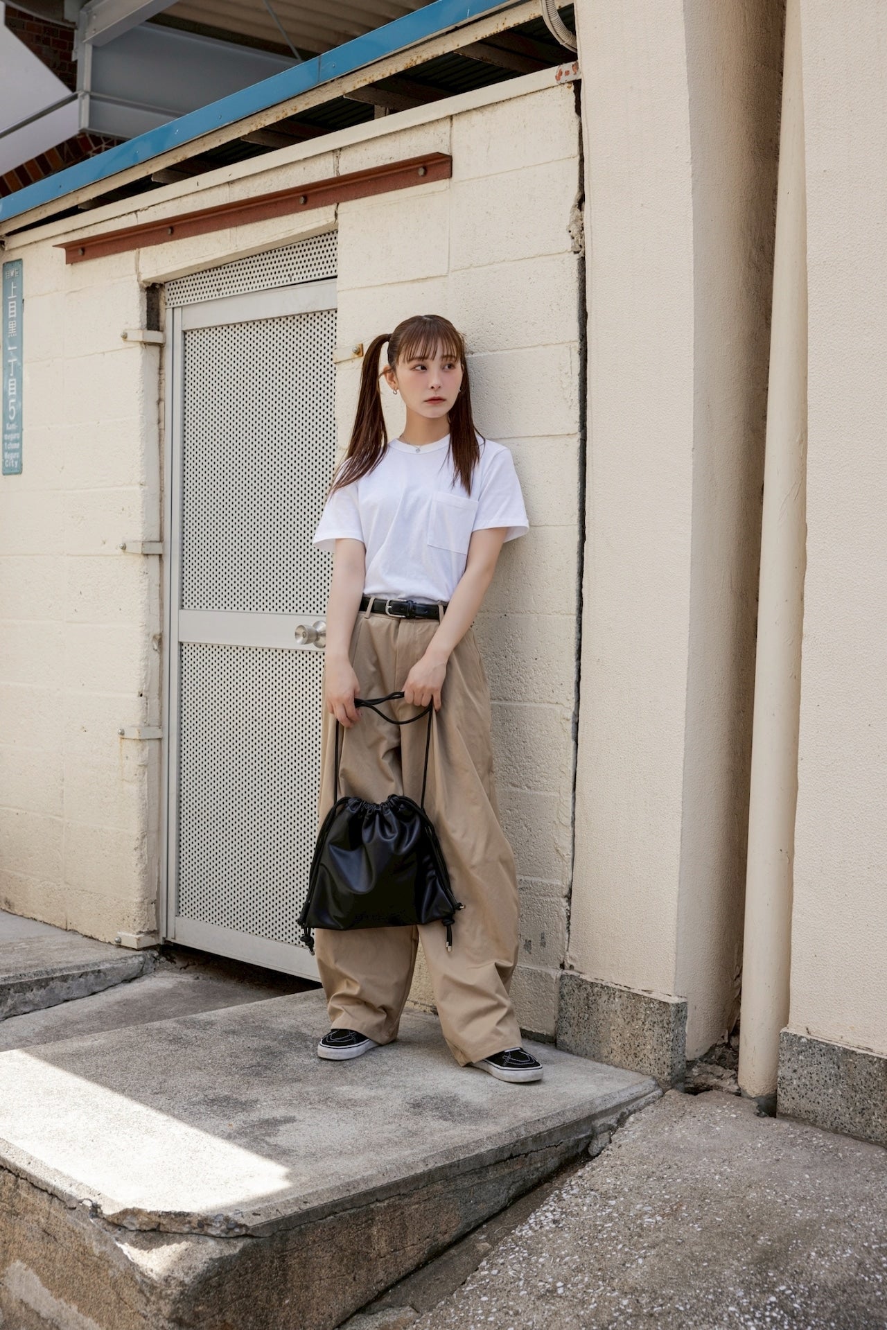 FEEDBACK Leather Drawstring Bag