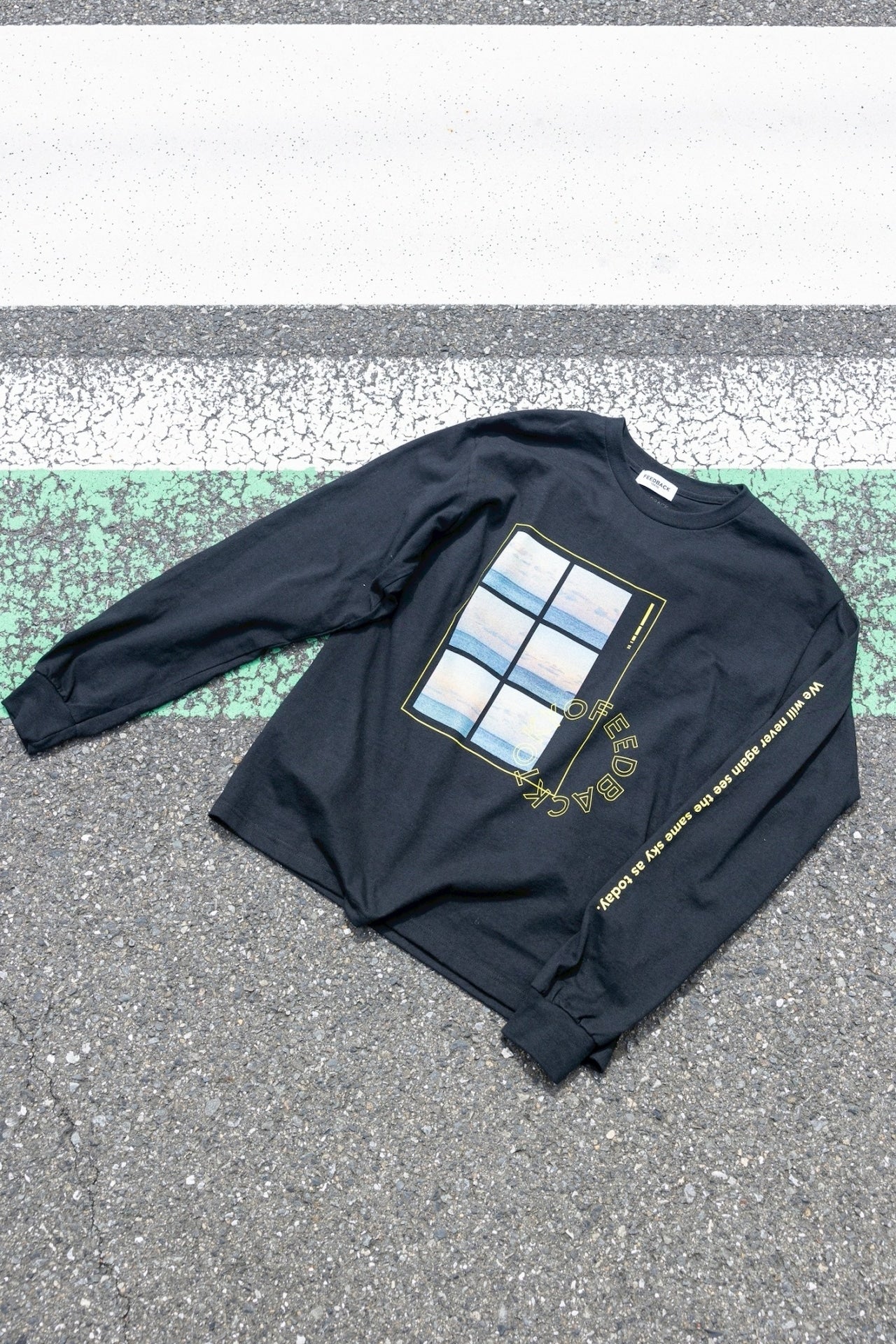 FEEDBACK Sky Photo Print Long Sleeve T-shirt BLACK