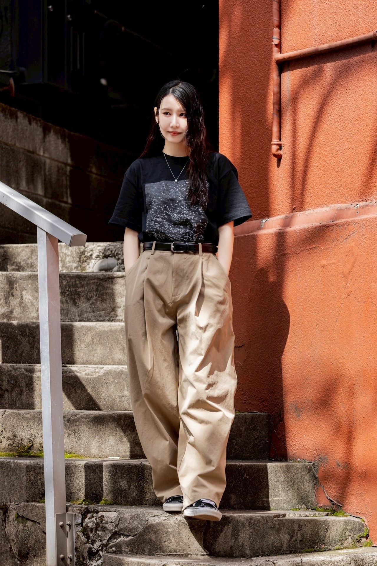 FEEDBACK River Photo Print T-shirt BLACK