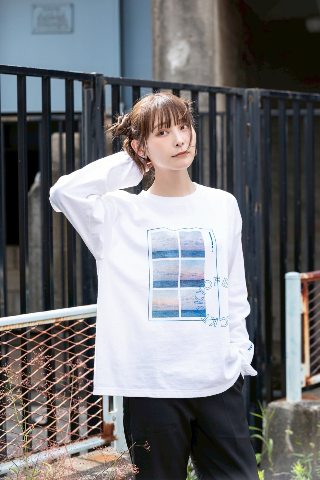 FEEDBACK Sky Photo Print Long Sleeve T-shirt WHITE
