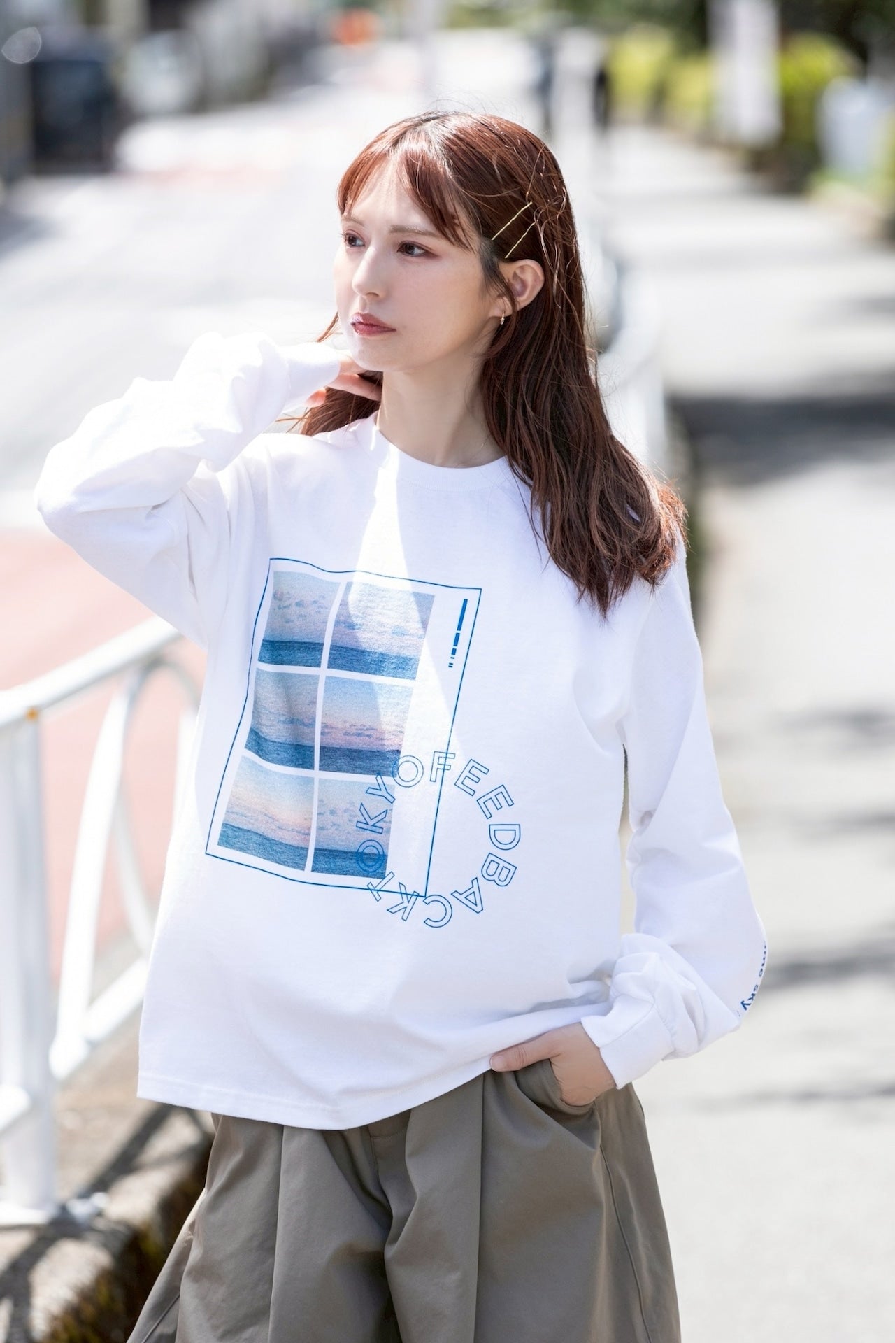 FEEDBACK Sky Photo Print Long Sleeve T-shirt WHITE