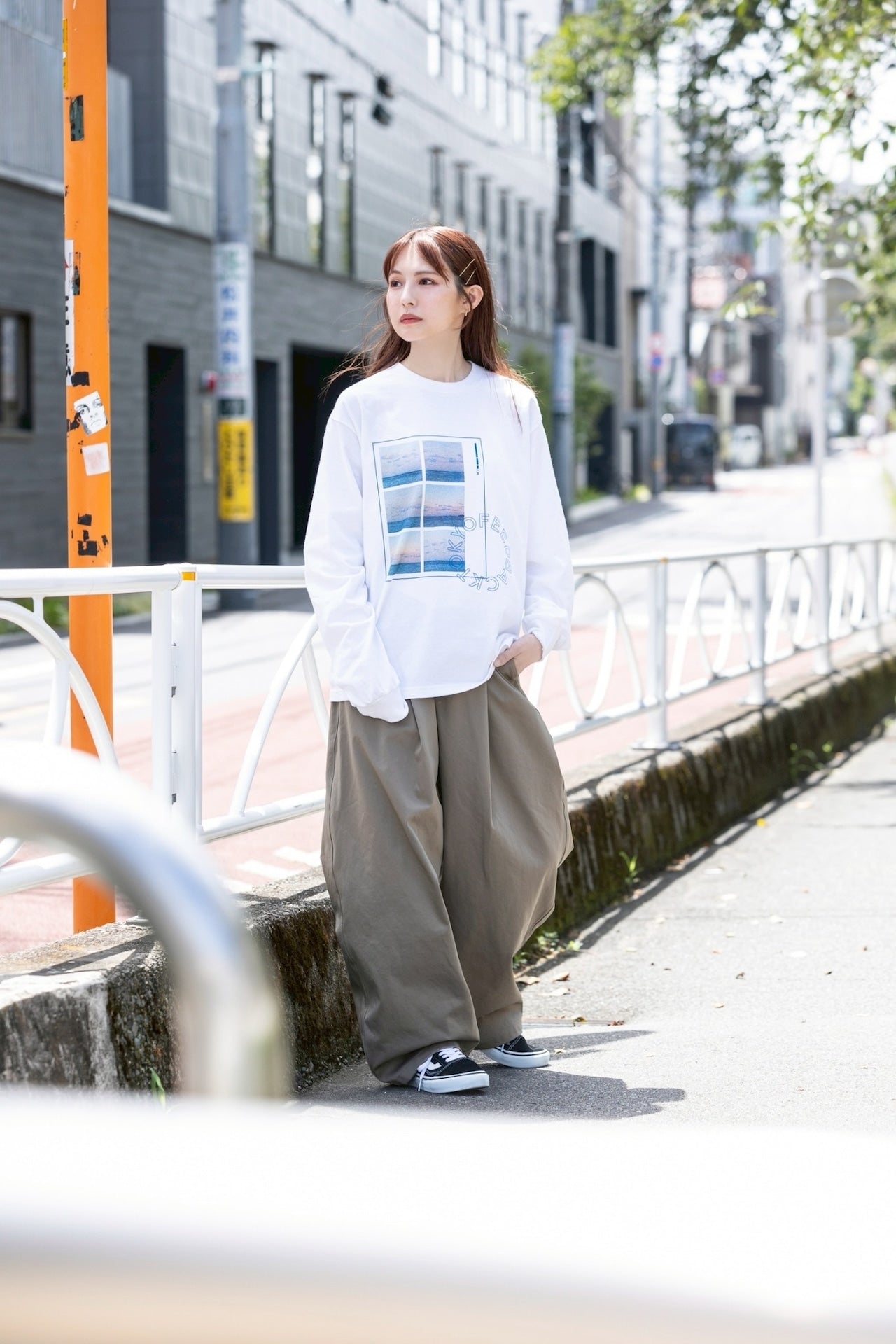 FEEDBACK Sky Photo Print Long Sleeve T-shirt WHITE