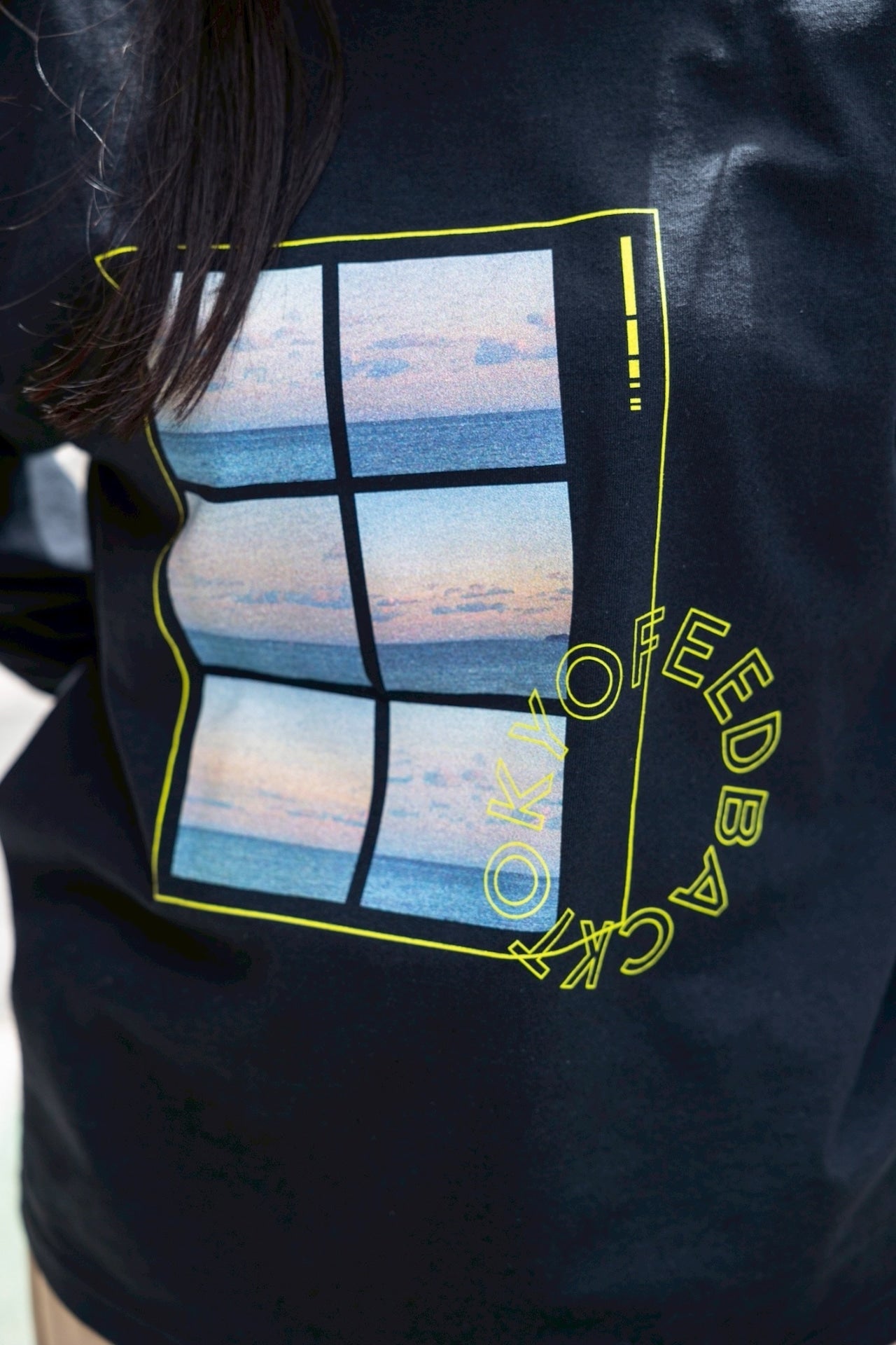 FEEDBACK Sky Photo Print Long Sleeve T-shirt BLACK