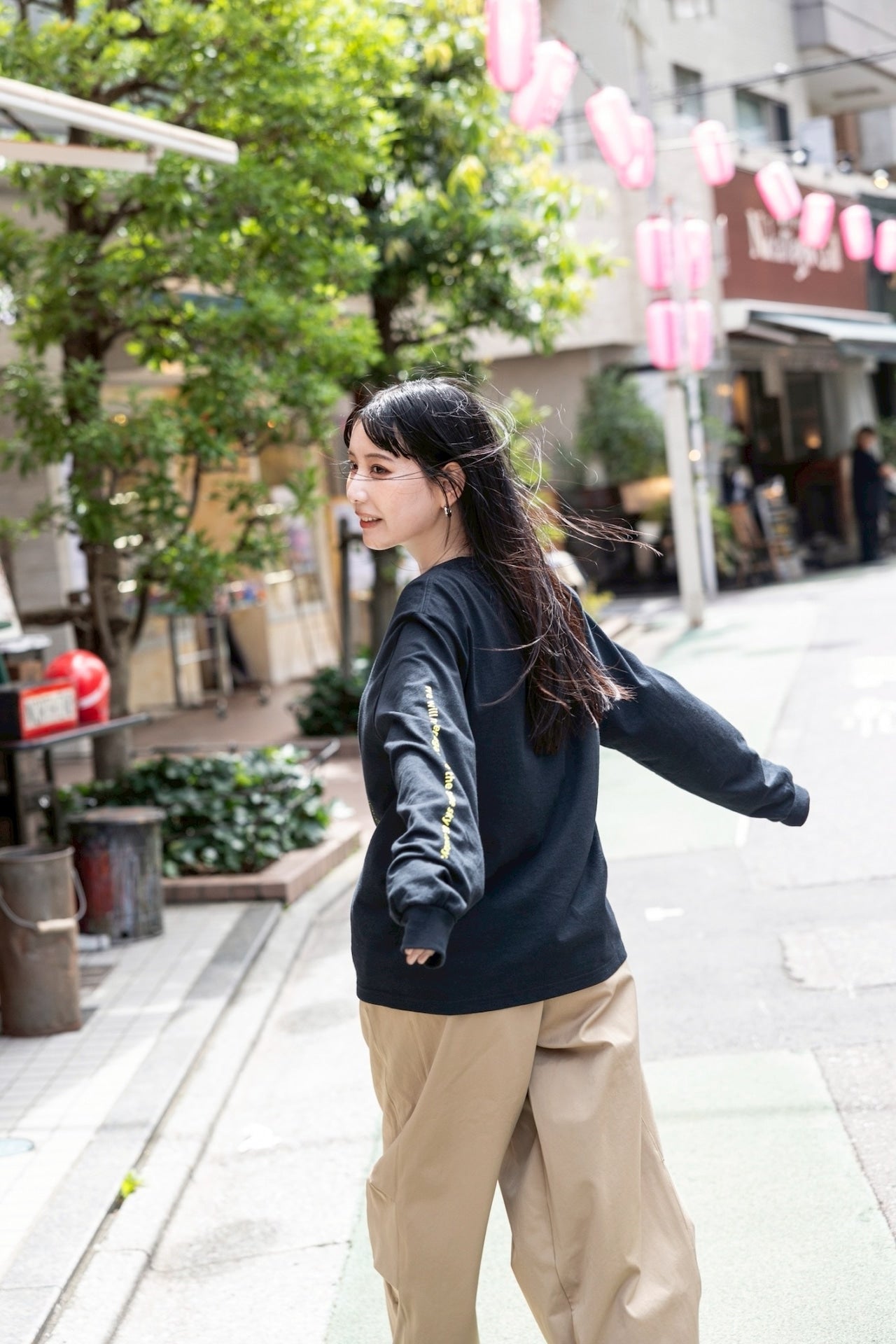FEEDBACK Sky Photo Print Long Sleeve T-shirt BLACK