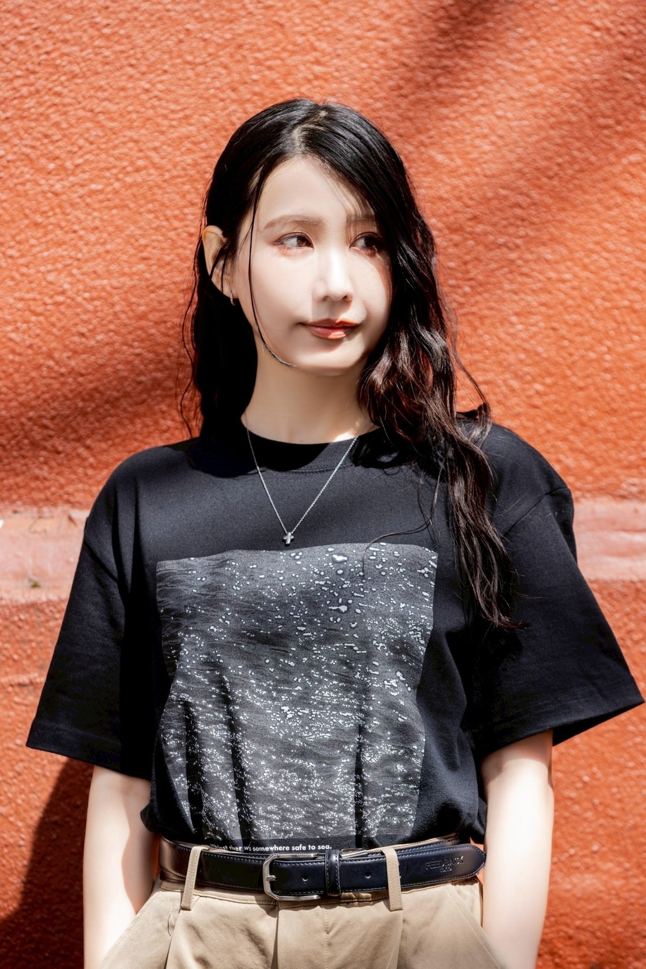 FEEDBACK River Photo Print T-shirt BLACK
